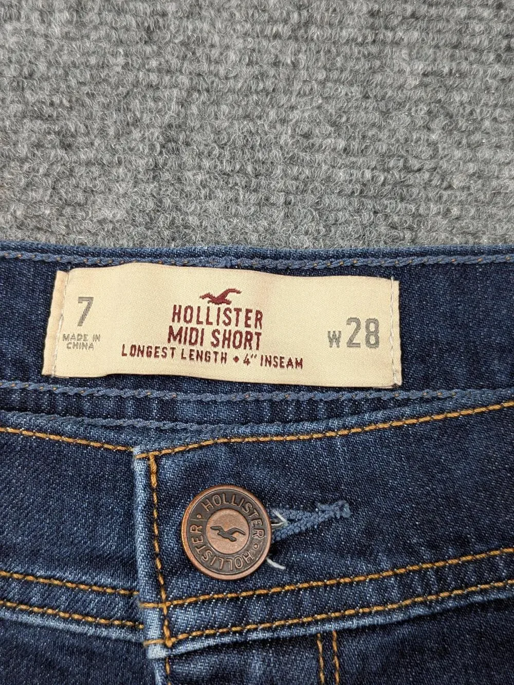 Hollister Shorts Womens Juniors 7 W28 Blue Midi Distressed Frayed Cutoff Denim